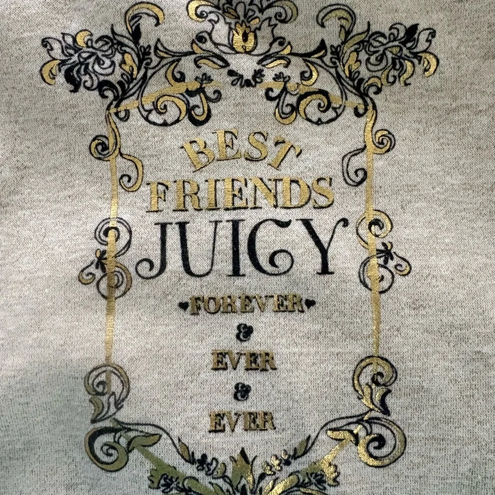 Juicy Couture girls tan metallic best friends Graphic Sweatshirt long sleeve 3T